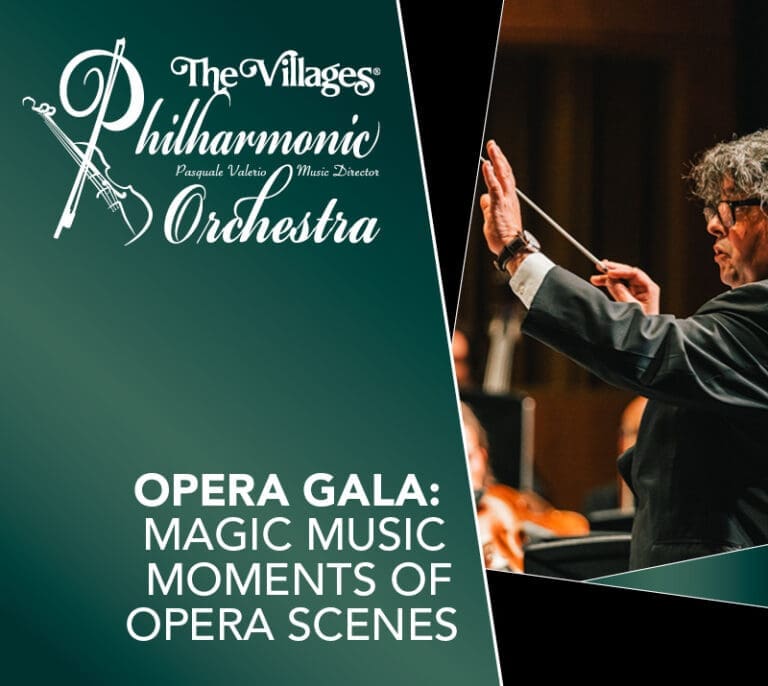 Opera gala poster with conductor and orchestra